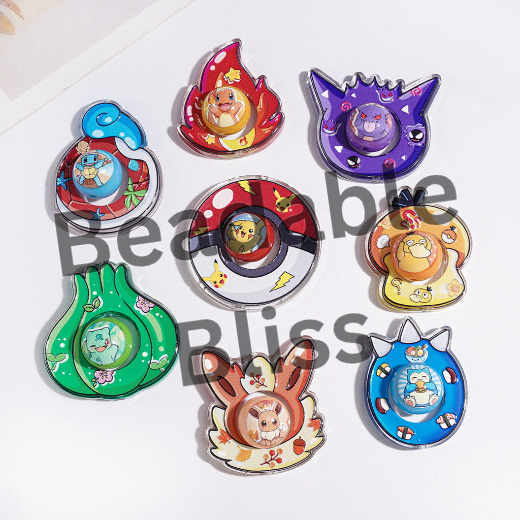 Acrylic Beads Small Monster Character Printed Series Collection Set, Semi-Clear, Random Mix