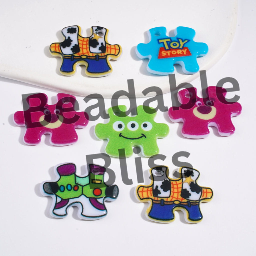 Acrylic Pendants Toy Adventure Theme, Puzzle Shape, Random Mix