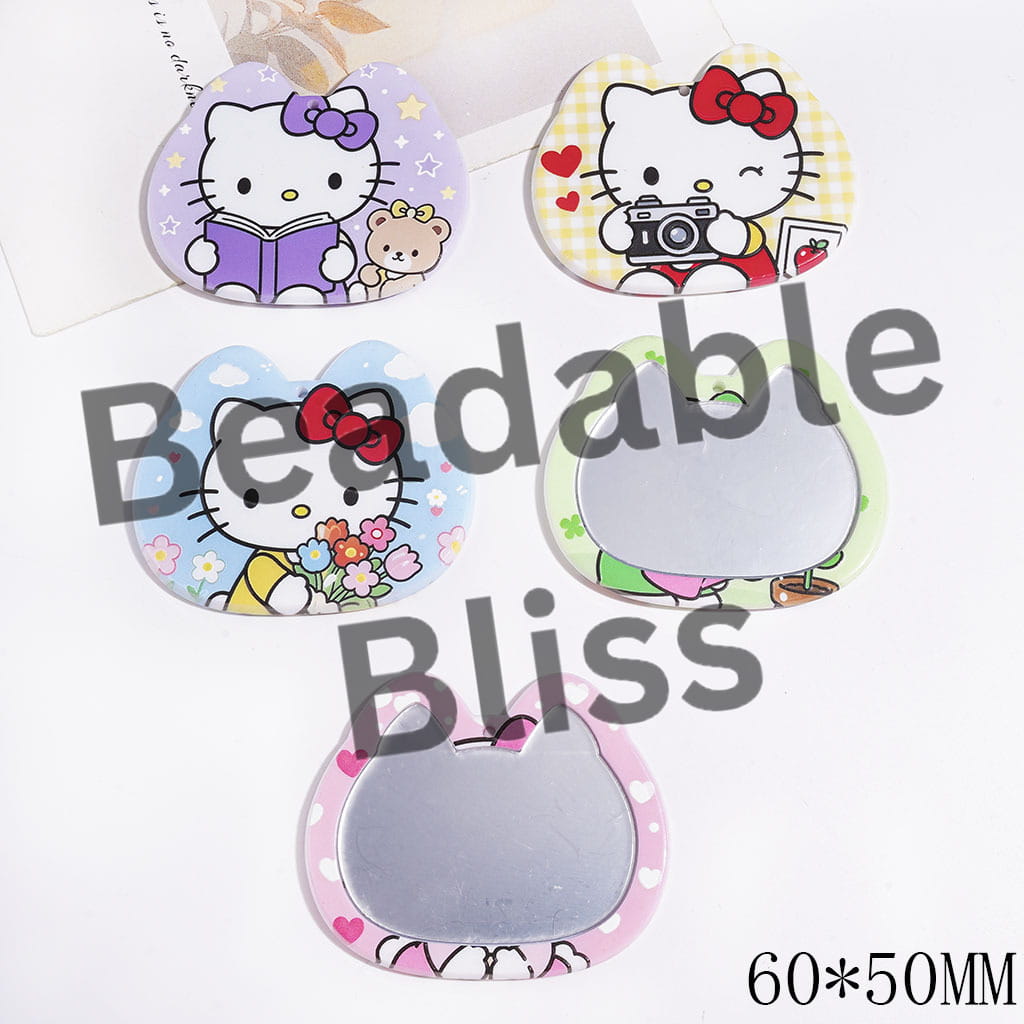 Acrylic Mirror for DIY Pendants, Cute Cat Head, 60*50MM, Random Mix