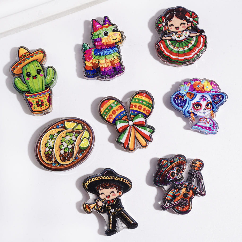 Acrylic Beads The Day of the Dead in Mexico, Semi-Clear, Random Mix