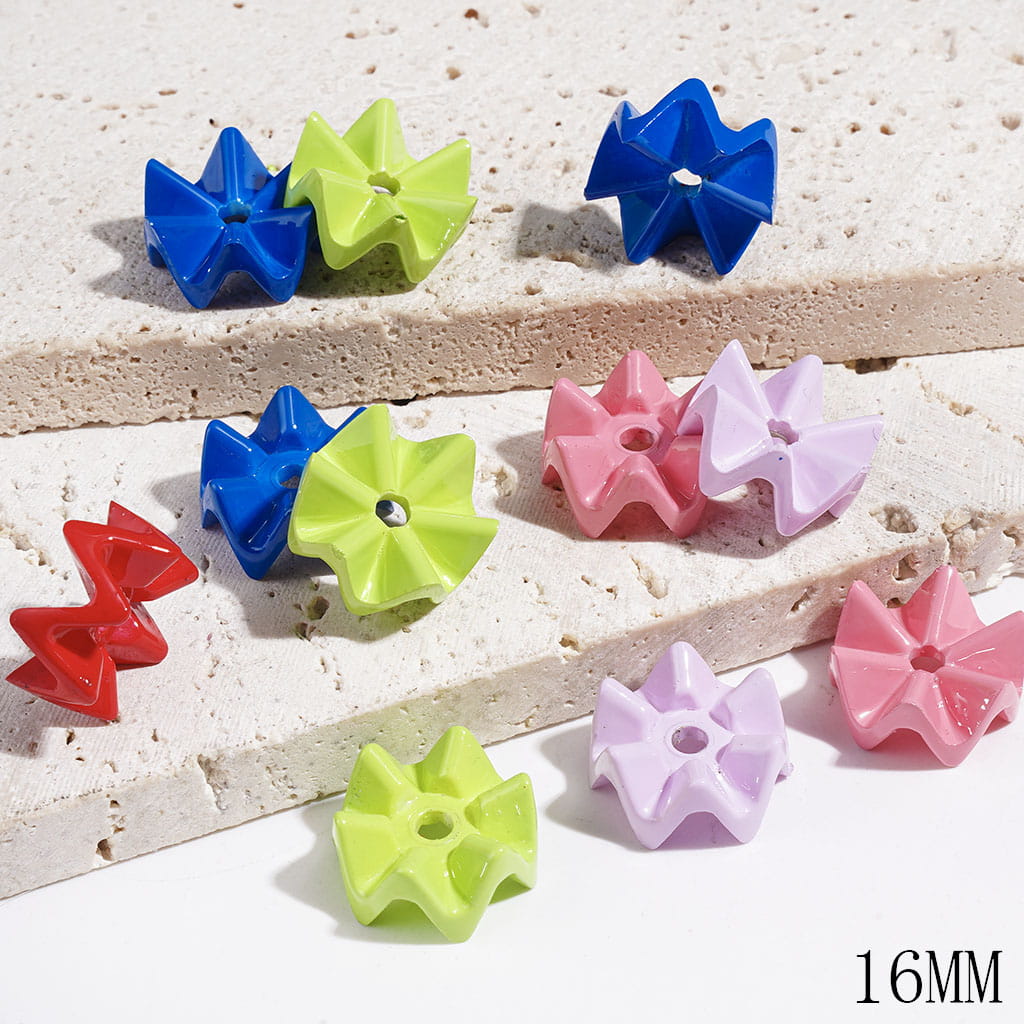 Acrylic Spacer Beads Wavy Shaped Lotus Leaf in Jenga Role, 16MM, Multi-Color, Random Mix