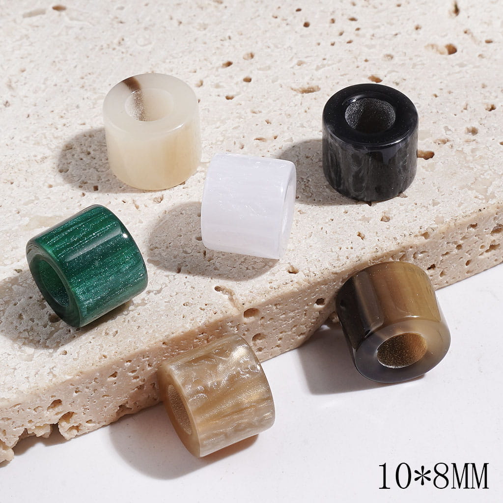 Short Cylinder Acrylic Beads, Large Hole Beads, 10*8MM, Multi-Color, Random Mix (The Hole Diameter is 5MM)