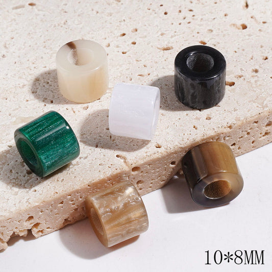 Short Cylinder Acrylic Beads, Large Hole Beads, 10*8MM, Multi-Color, Random Mix (The Hole Diameter is 5MM)