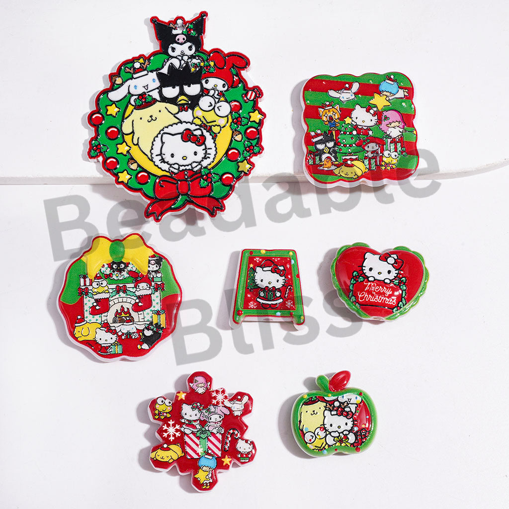 Adorable Character Series in Christmas Theme Acrylic Beads and Pendants, Random Mix