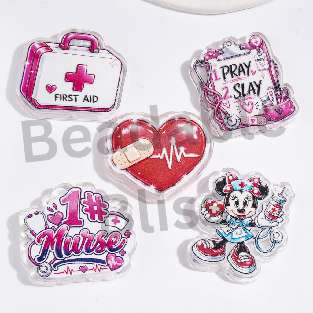 Medical Theme in Diverse Style Acrylic Beads for Healthcare Related Object, Semi-Clear, Random Mix