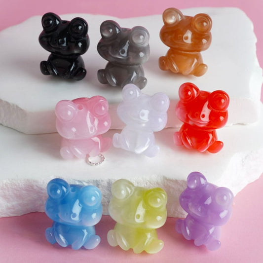 Glossy Colorful Cute Frog Acrylic Beads, Around 24*30MM