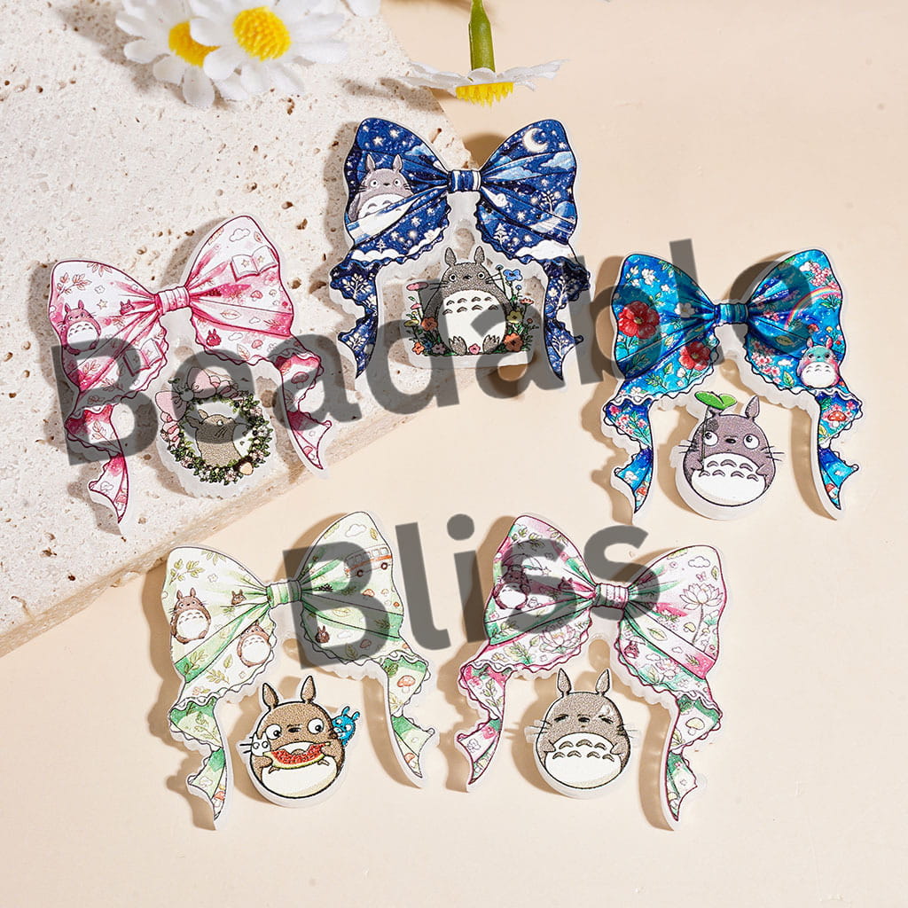 Japanese Anime Chinchilla Character Series Acrylic Beads Bow and Ornament, Random Mix