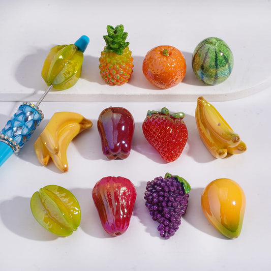 Acrylic Beads UV Coating Delicious Fruit Series, Random Mix