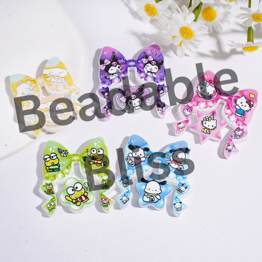 Adorable Character Series Acrylic Beads Bow and Ornament, Random Mix (Please Read Description)