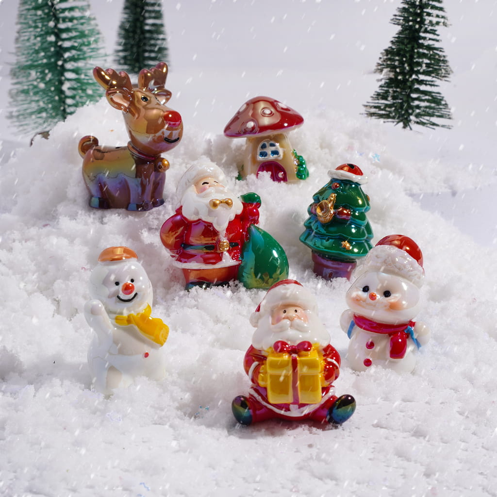 Acrylic Beads UV Coating Santa Claus Snowman Tree Mushroom House Deer Christmas Series, Random Mix