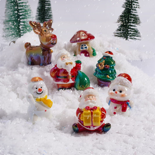 Acrylic Beads UV Coating Santa Claus Snowman Tree Mushroom House Deer Christmas Series, Random Mix