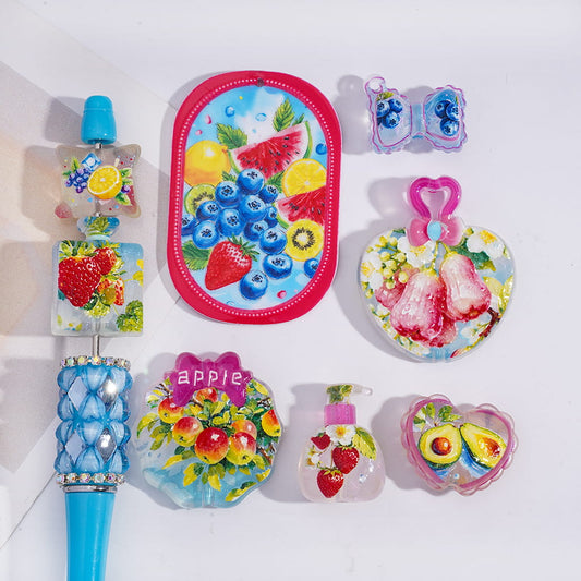 Acrylic Beads Pendant Yummy Fruit Series, Random Mix