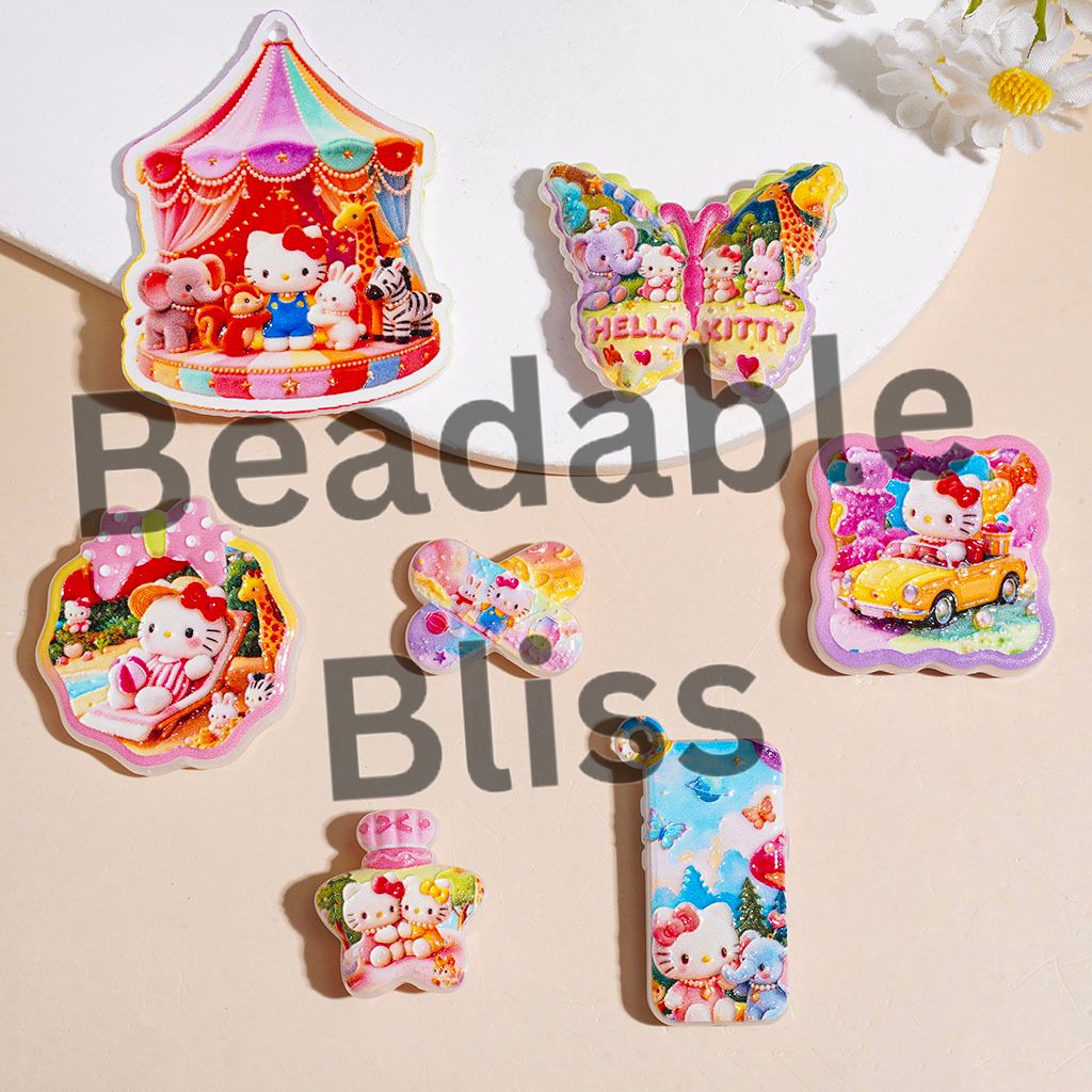 Acrylic Beads and Pendants Cute Cat Characters in Diverse Style, Random Mix