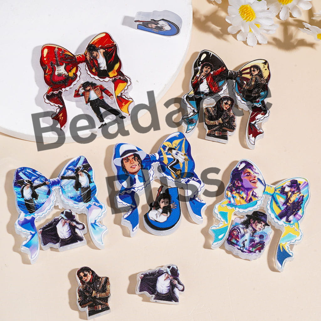 Attractive USA American Singer Character Acrylic Beads, Bow and Piece Random Mix (Please Read Description)