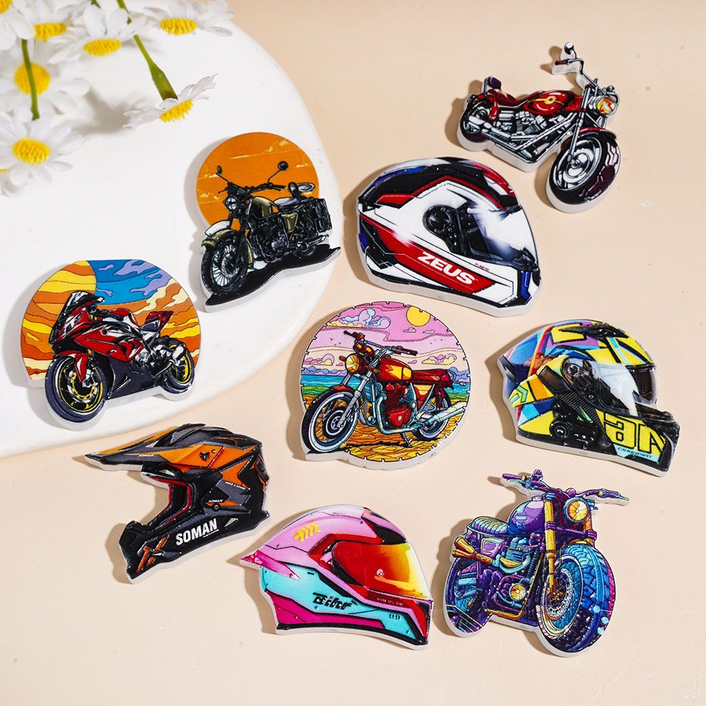 Acrylic Beads Cool Motorcycle and Motorcycle Helmets Theme, Random Mix