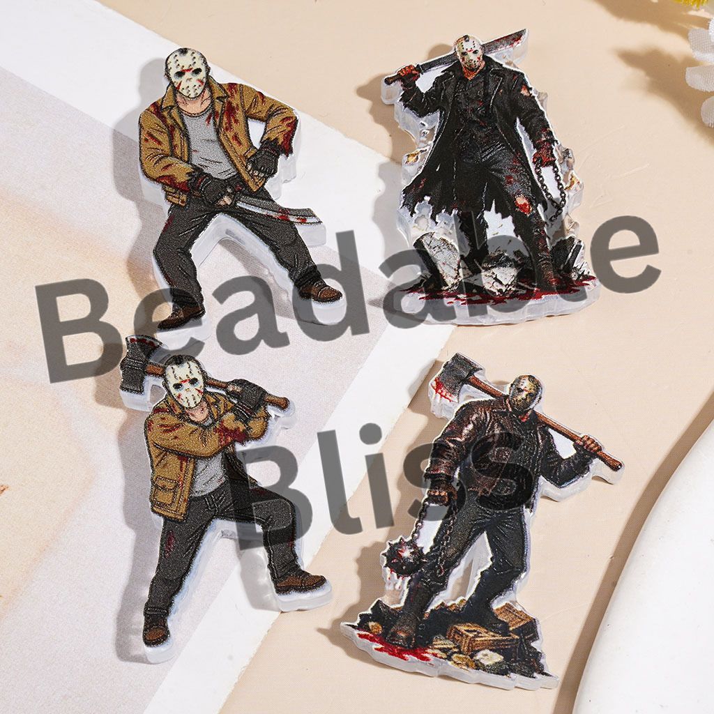 Acrylic Beads Horror Killer Murder Criminal Suspect Character Holding Tool Series, Random Mix
