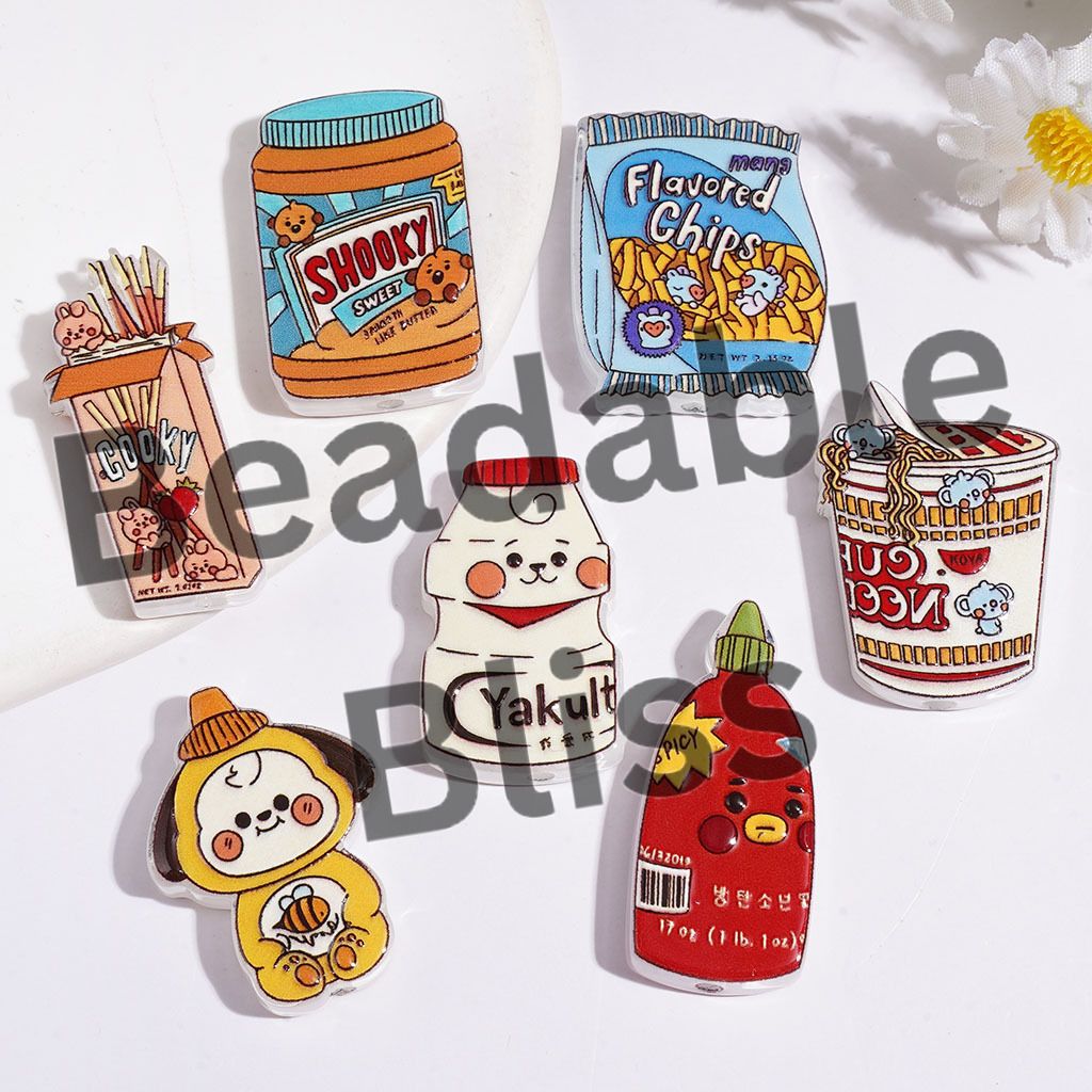Snacks Series Milk Beverage Instant Noodles Candy Ketchup Acrylic Beads, Random Mix
