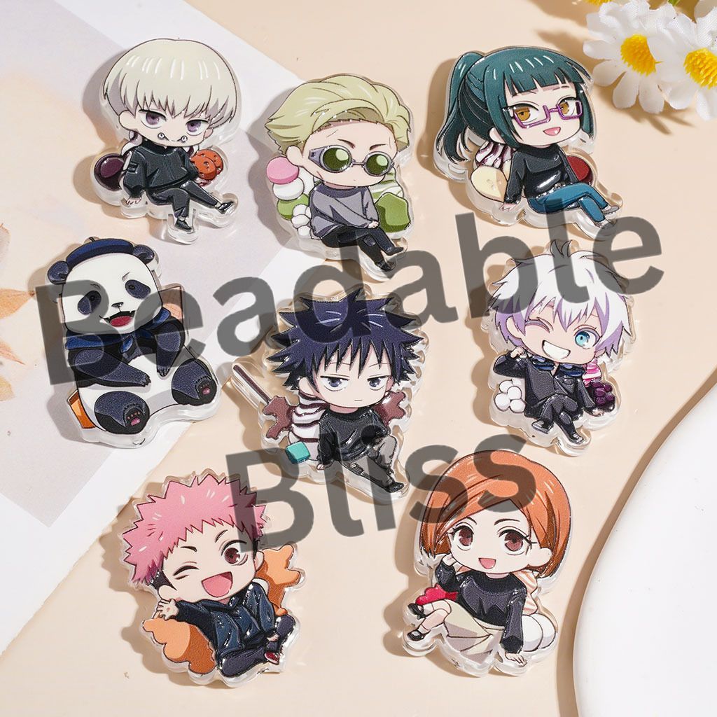 Japanese Manga High Students Character Acrylic Beads, Random Mix
