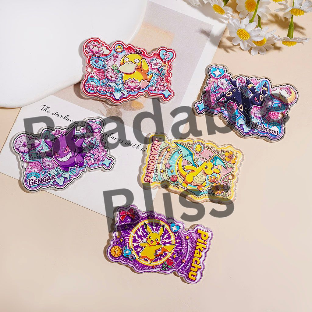 Acrylic Pendants Small Monster Character Series with Flower, Random Mix