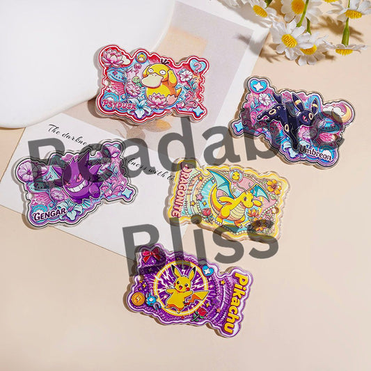Acrylic Pendants Small Monster Character Series with Flower, Random Mix