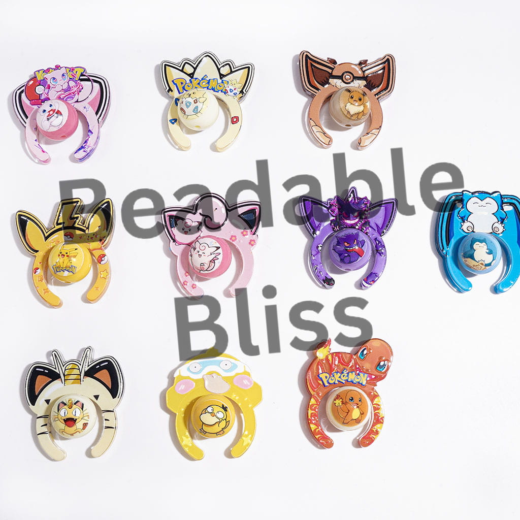 Small Monster Character Printed Hairband and Round Beads Acrylic Beads, Random Mix (1 Set=2 Pieces)