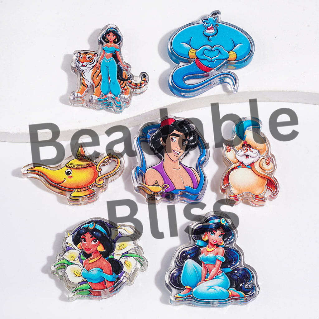 Acrylic Beads Magic Lamp King Carpet Princess Prince Character Series, Random Mix