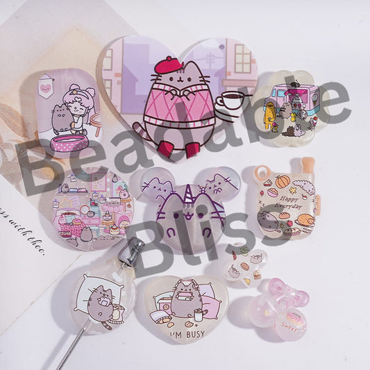 Acrylic Beads Pendants with Plump Lucky Cat Series, Random Mix