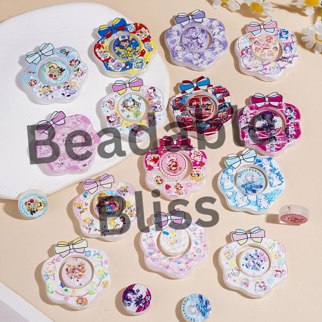 Acrylic Beads Cartoon Character Pattern, Hollowed Wreath with Bowtie and Various Tiny Decoration Piece, Random Mix (Please Read Description)