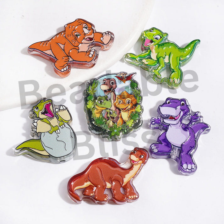 Semi-Clear Acrylic Beads Cute Cartoon Dinosaur Characters, Random Mix ...