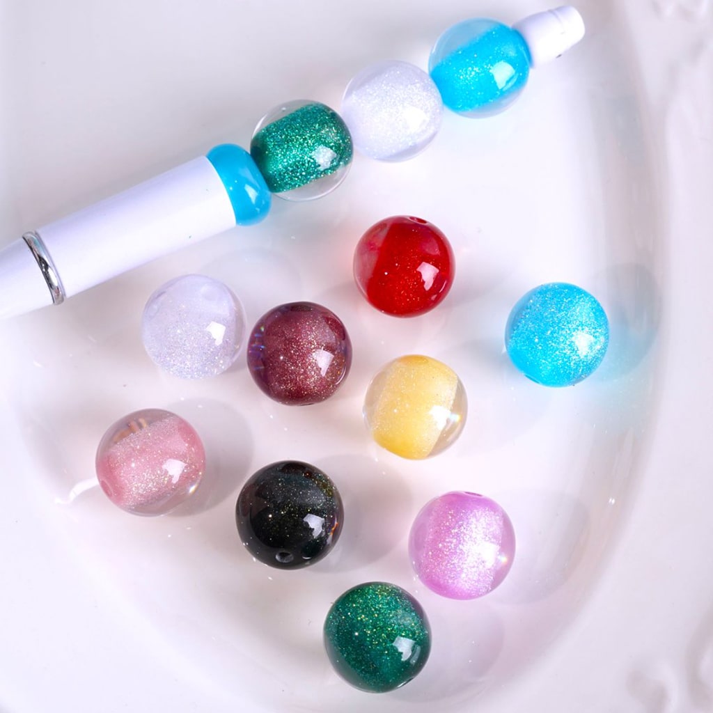 Shiny Glittery Round Acrylic Beads, 16MM