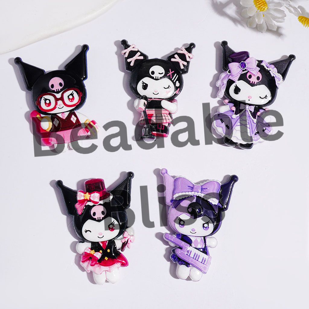 Acrylic Beads Diverse Style Evil Girl Character, Halloween Theme, Random Mix