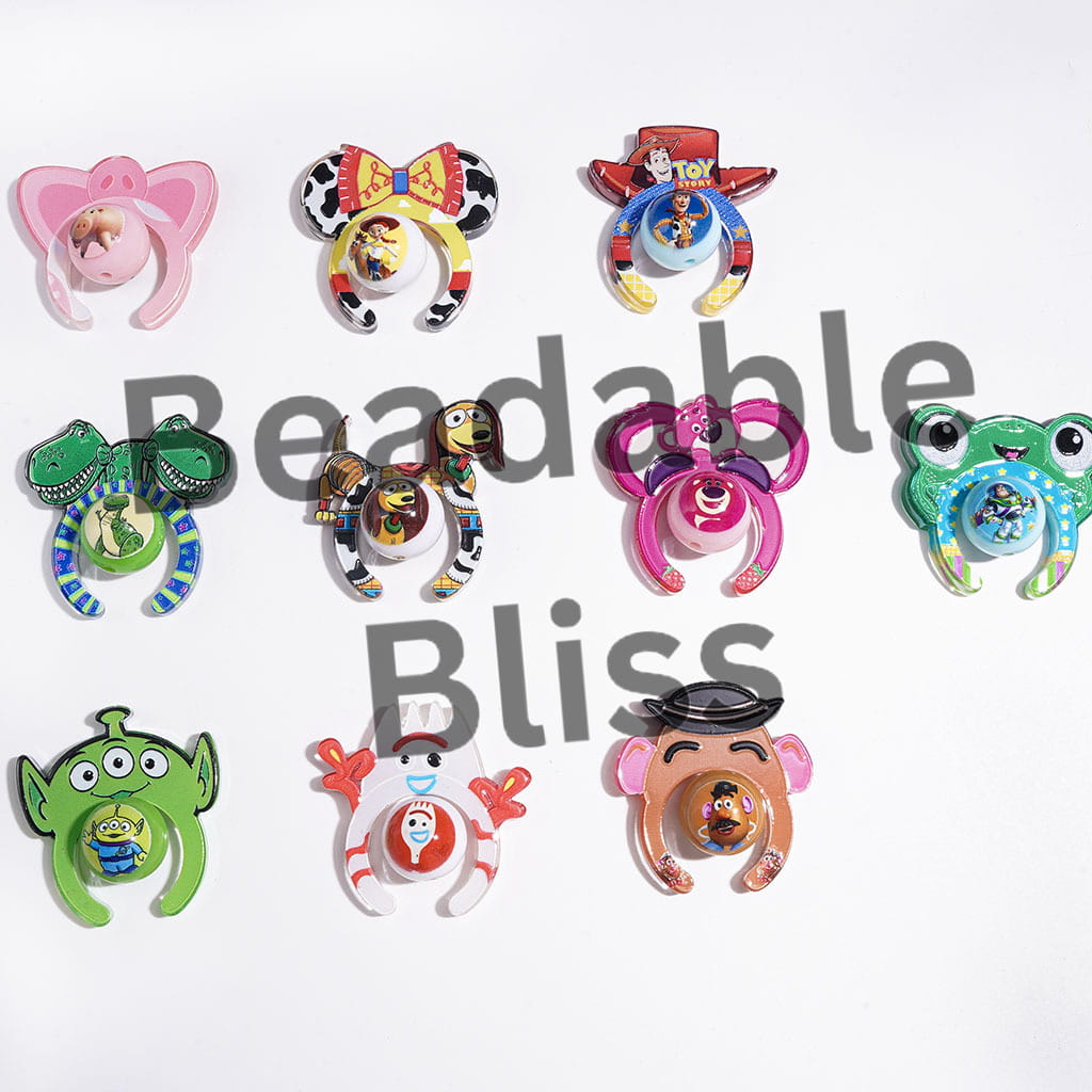 Acrylic Beads Toy Adventure Character Printed Hairband and Round Beads, Random Mix (1 Set=2 Pieces)
