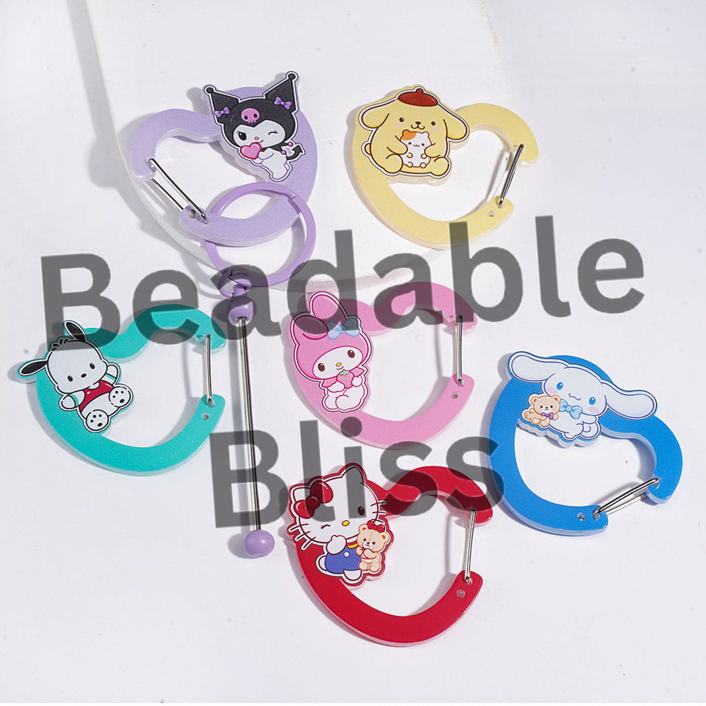 Acrylic Carabiner Clip in Heart Design, Cute Keychain Hook for Bag & Luggage Tag, Anime Animal Character Key Holder Accessories, Random Mix