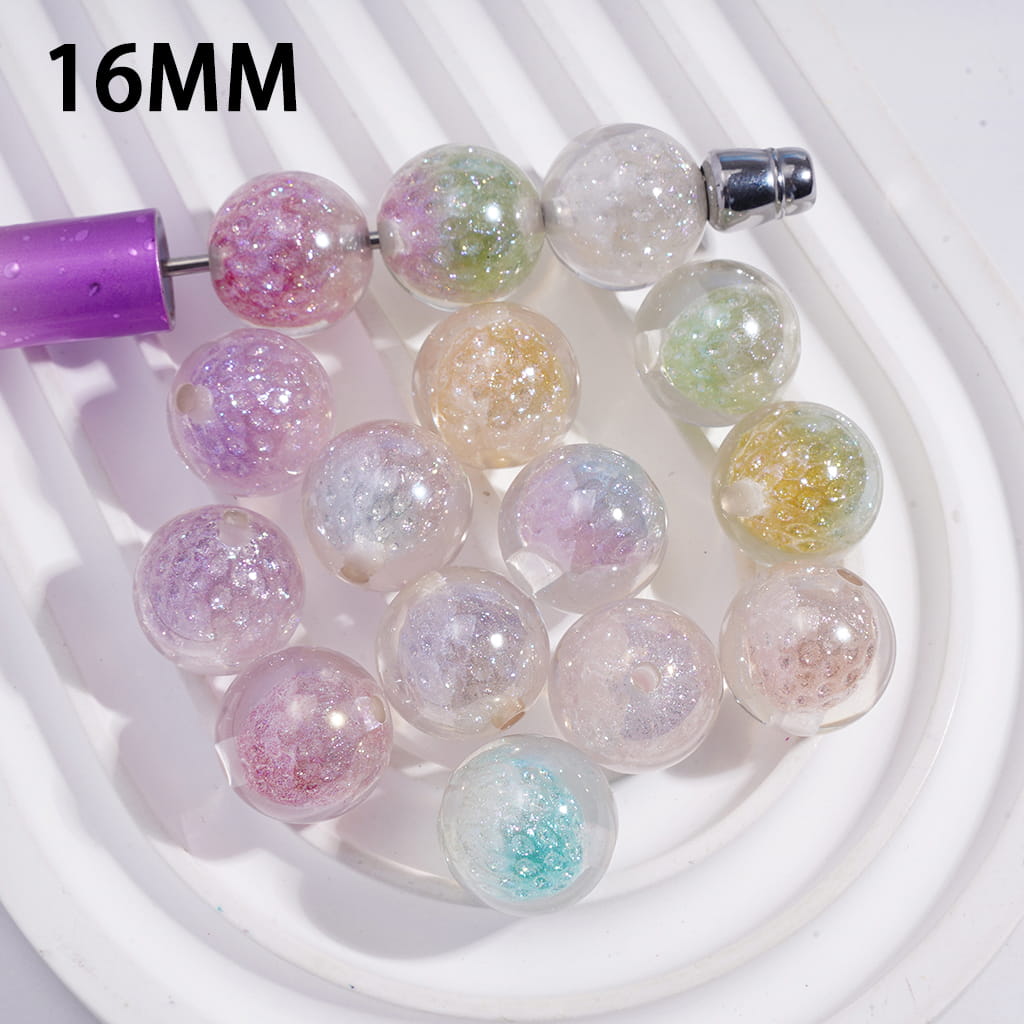 Acrylic Beads for Bracelets with Strawberry and Glitters Embedded Insi ...