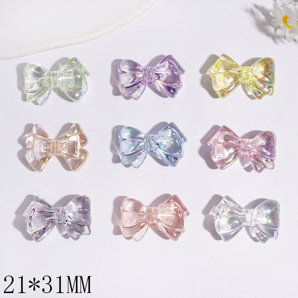 UV-Coated Acrylic Beads Diverse Colors Bowtie, 21*31MM Random Mix