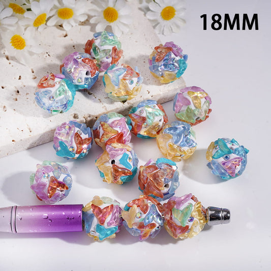Clay Beads with UV Coating Dolphin Tail and AB Rhinestones, 18MM