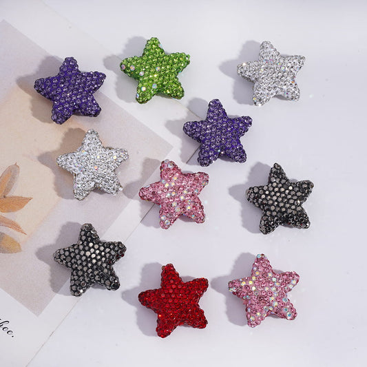 Clay Beads Bling Bling Five-Pointed Star with Rhinestones, Multi-Color, Random Mix (They Don't Fit the Pen)