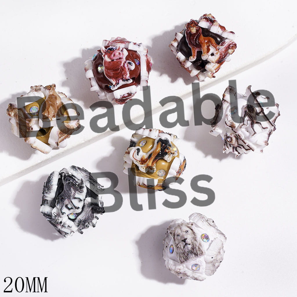 Clay Beads with Lion Leader Character Series and AB Rhinestones, 20MM Random Mix