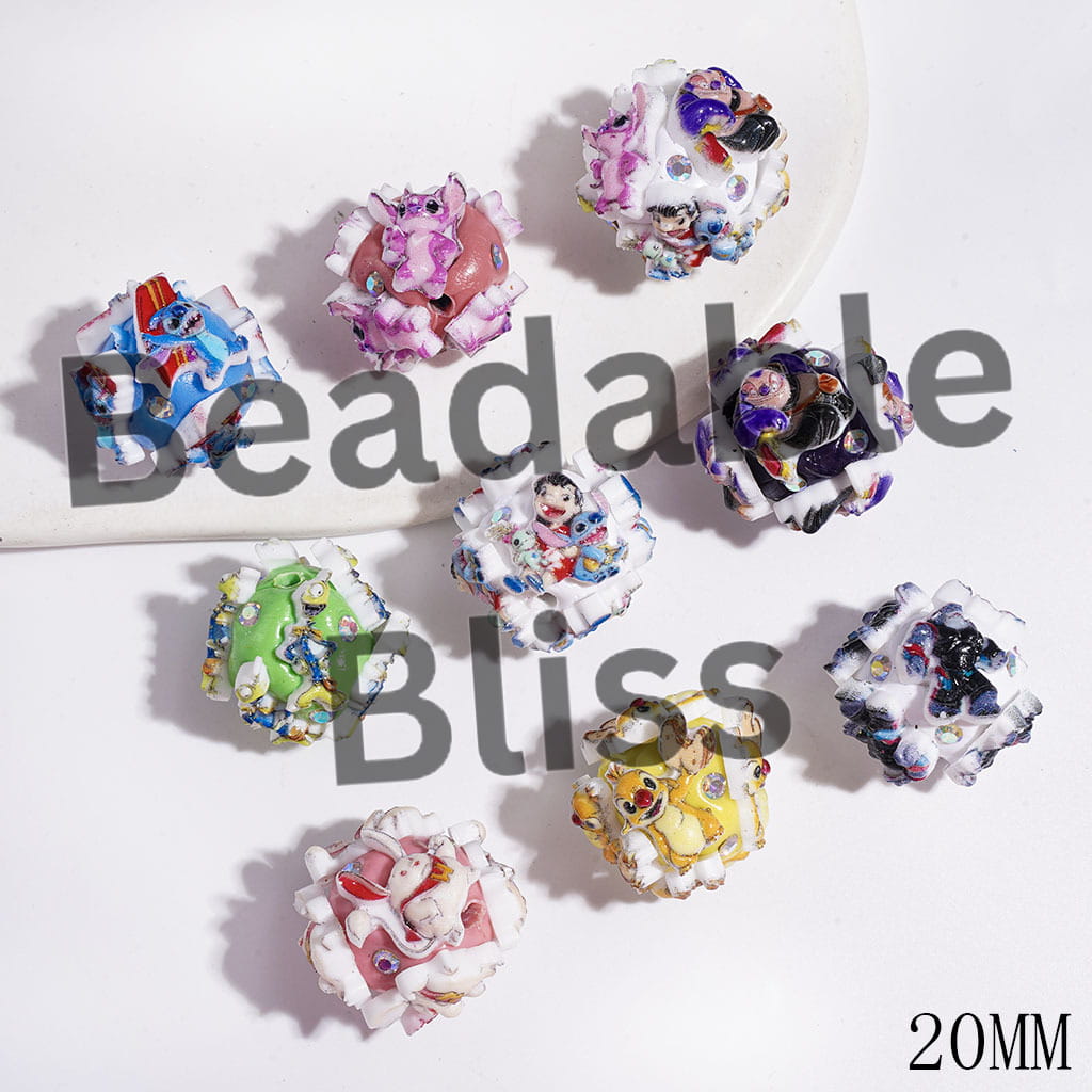 Monster Character Series and AB Rhinestones Clay Beads, 20MM Random Mix