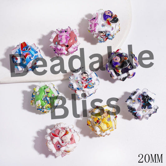 Monster Character Series and AB Rhinestones Clay Beads, 20MM Random Mix