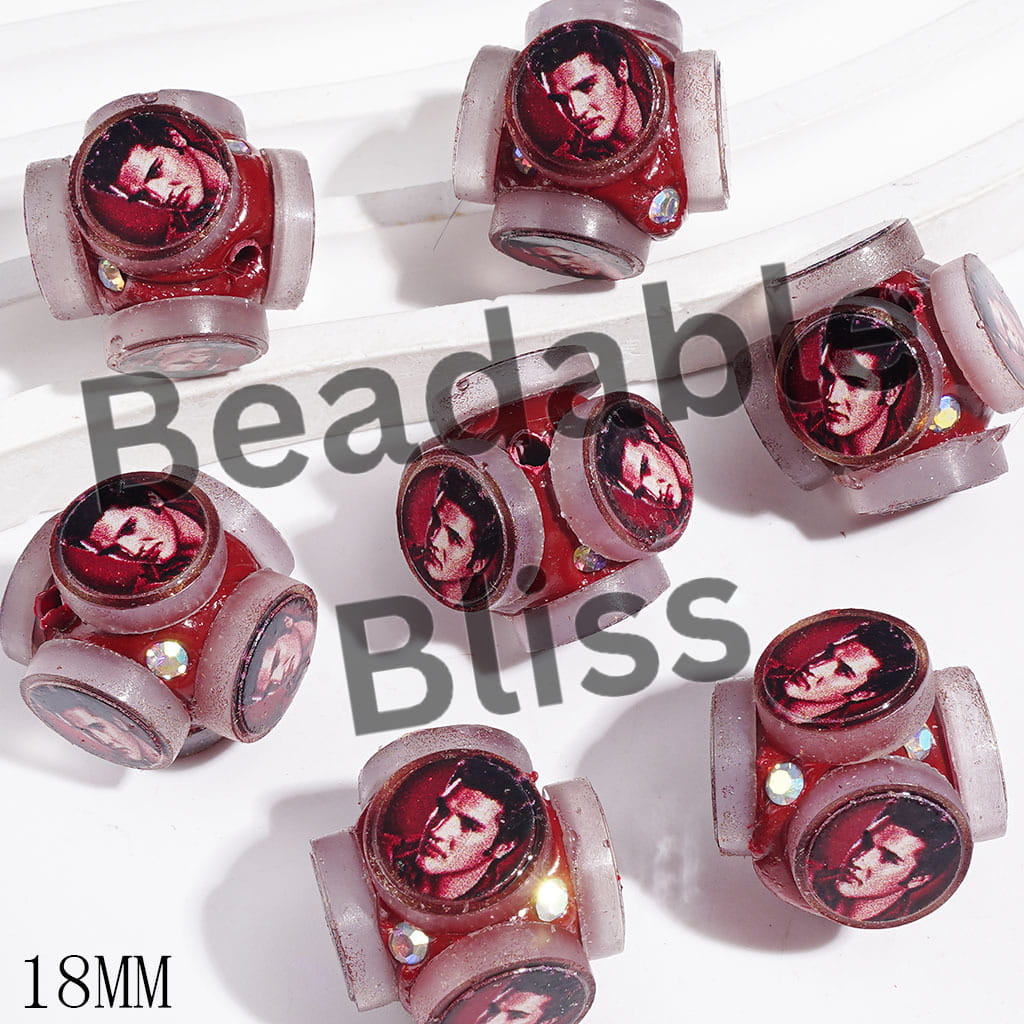 Round Design with American Singer and AB Rhinestones Clay Beads, 18MM
