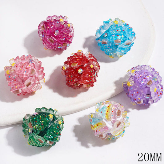 AB Rhinestones and Christmas Tree with Glitter Sequin Clay Beads, 20MM, Multi-Color, Random Mix