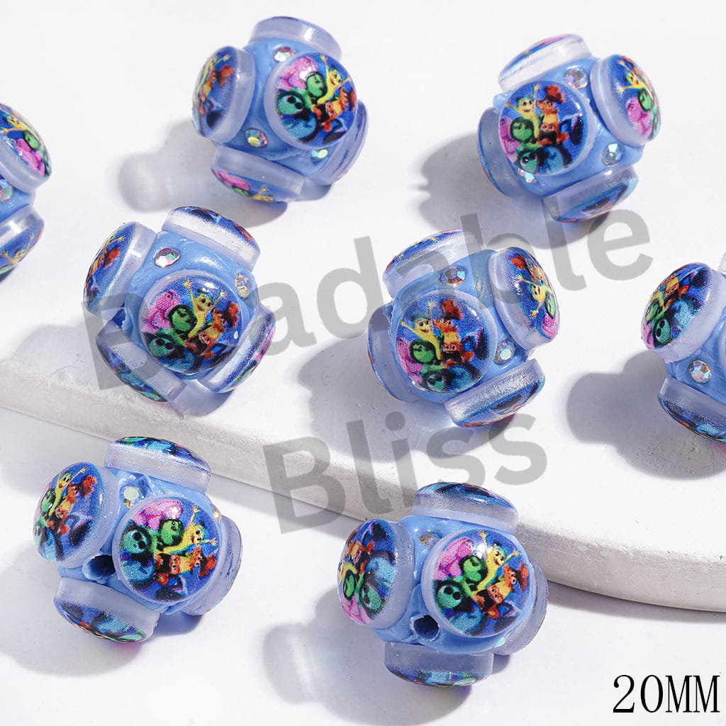Clay Beads Five Mental Emotions Character Series and AB Rhinestones, 20MM