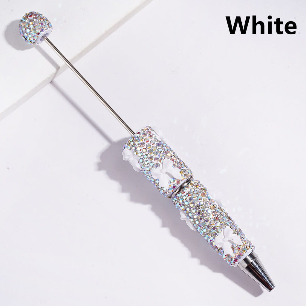 Beadable Clay Pens with Cute Bowtie AB Rhinestones Covered the Entire Pen