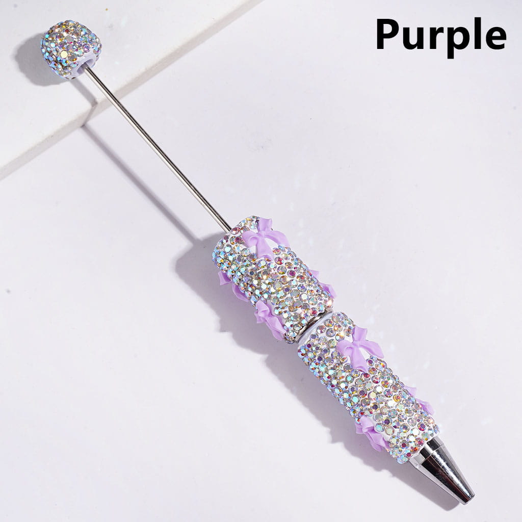Beadable Clay Pens with Cute Bowtie AB Rhinestones Covered the Entire Pen