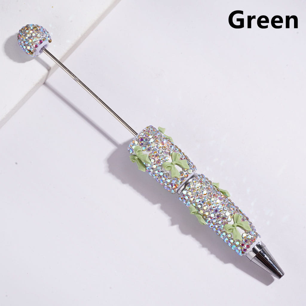 Beadable Clay Pens with Cute Bowtie AB Rhinestones Covered the Entire Pen