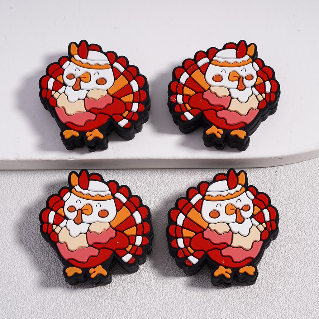 Silicone Focal Beads Cute Turkey Thanksgiving Day