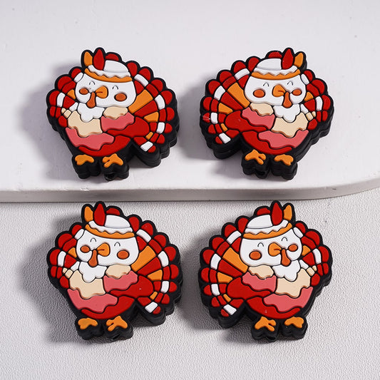 Silicone Focal Beads Cute Turkey Thanksgiving Day