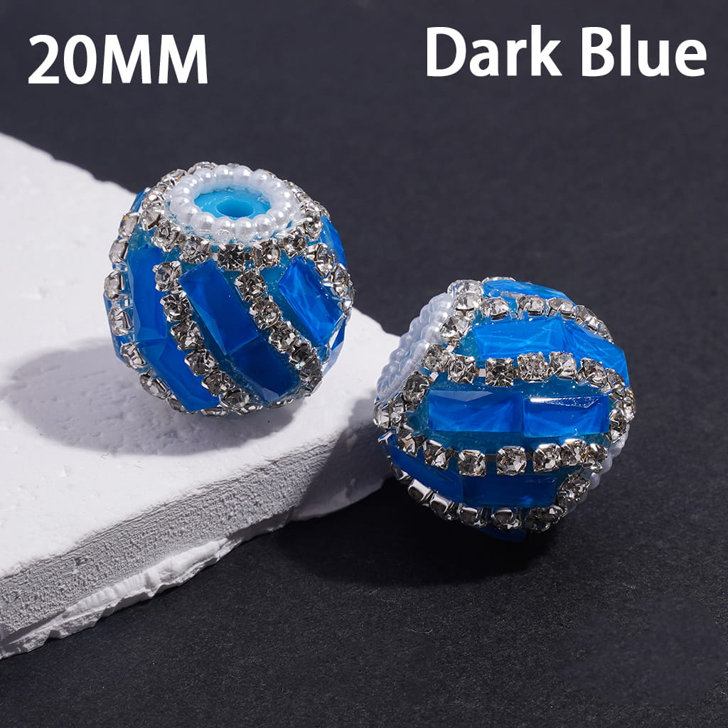 Handcrafted Acrylic Beads with Spiral Style Rectangle and Clear Rhinestone Chains, White Pearl Chains, Around 20MM, Fluorescence Color