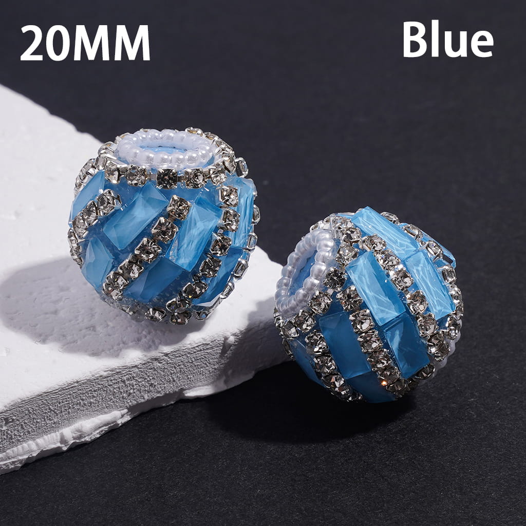 Handcrafted Acrylic Beads with Spiral Style Rectangle and Clear Rhinestone Chains, White Pearl Chains, Around 20MM, Fluorescence Color